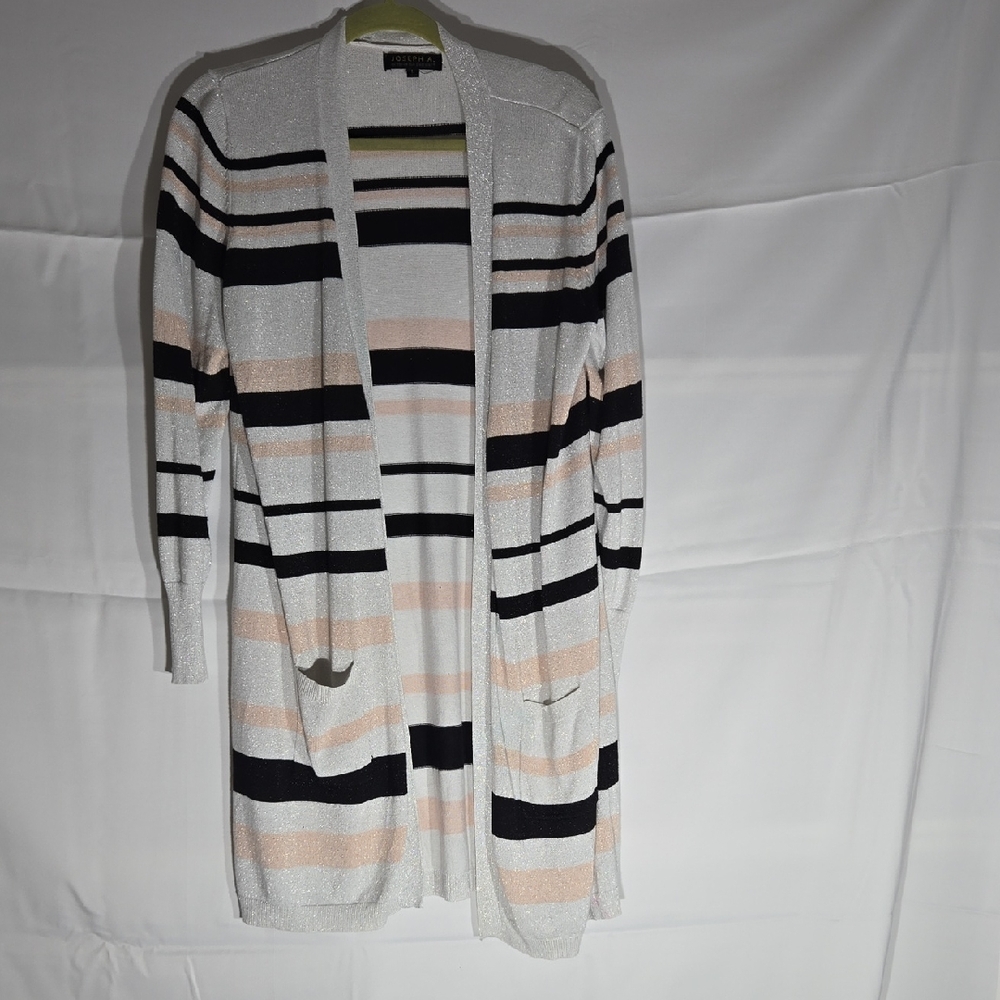 Joseph Black, White, and Cream Striped Cardigan